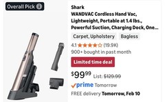 Shark WANDVAC Cordless Hand Vac Lightweight 1.4 lbs Powerful Suction Tools
