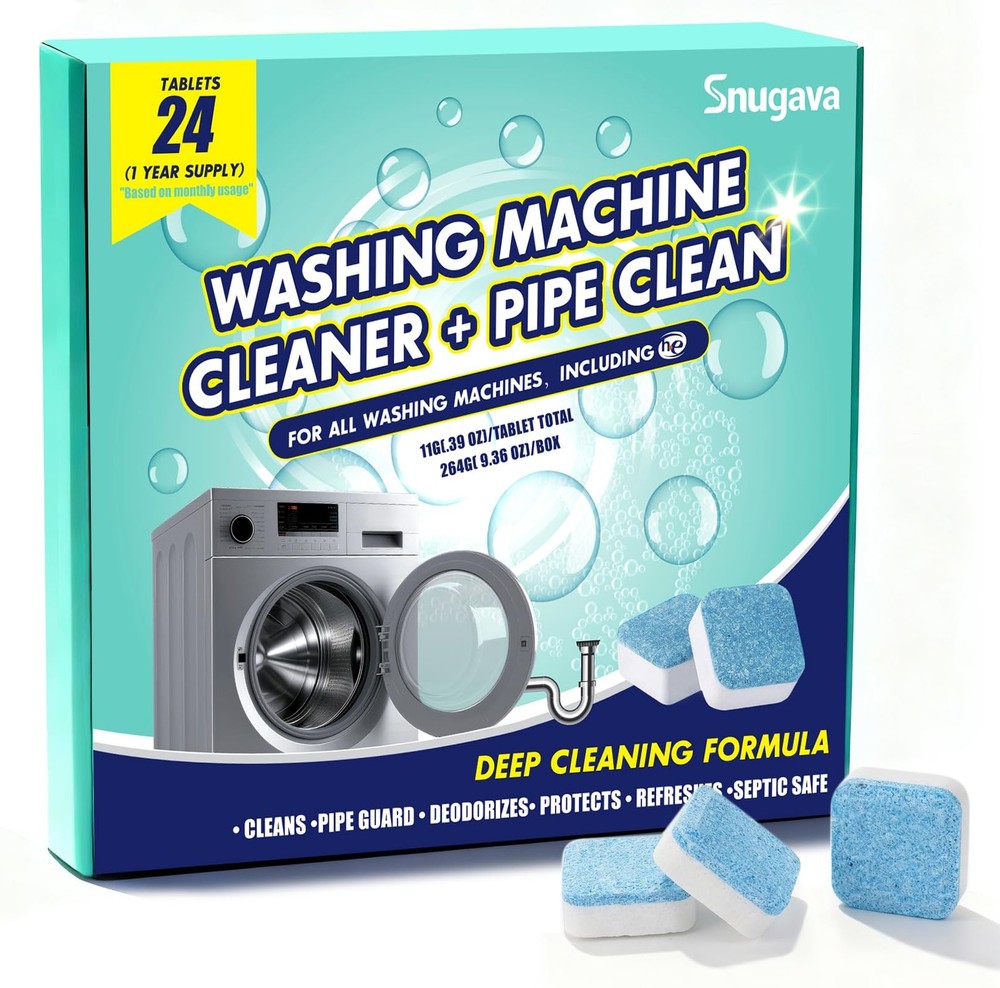 Washing Machine Cleaner Tablets and Deodorizer: 24 24 Count (Pack of 1), Blue