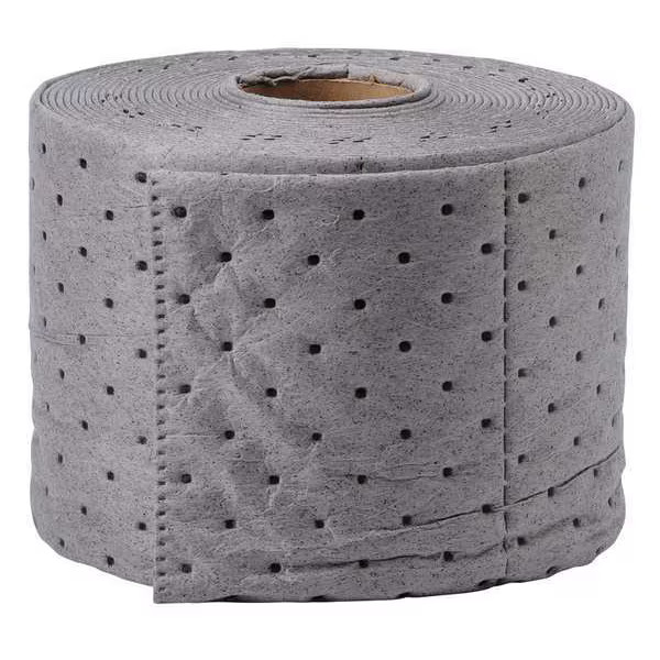Brady Sorbent Roll, 3 gal, 7 1/2 in x 50 ft, , Gray, Polypropylene SRP75P Brady