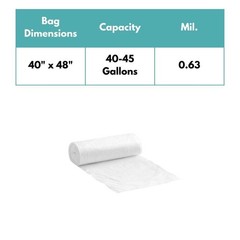 HDPE Star Seal Trash Can Liners Bag 0.63 Mil 40×48 40-45 Gallons 9000 Pcs