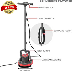 10″ Heavy Duty Commercial Pad Polisher Orbiter Hard Floor Buff Cleaner Machine,