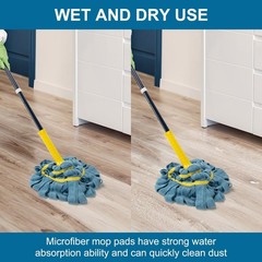 KeFanta Self-Wringing Twist Mop, Microfiber Cloth Wet Mops for Floor Cleaning…