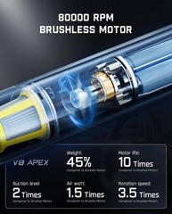 Fanttik Slim V8 APEX Car Vacuum, 4-in-1 Portable Mini Cordless Vacuum Blue