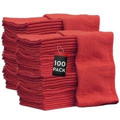 Nabob Wipers Auto Mechanic Shop Towels 100 Pack Bulk Rags 100% 100 Pack, Red