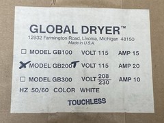 NOS American Dryer Global Dryer Automatic Hand Dryer White 120V/18-20amp GB200T