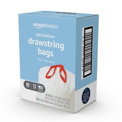 Retailer Basics Tall Kitchen Drawstring Trash Bags Clean Fresh Scent 13 Gallon