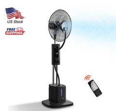 Misting Fan Standing Mist Fan 2.5L Water Tank LED Ventilation Humidifier Remote
