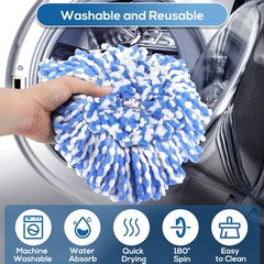 4 Pack RinseClean Spin Mop Replacement Head Refills 4 Head, Blue