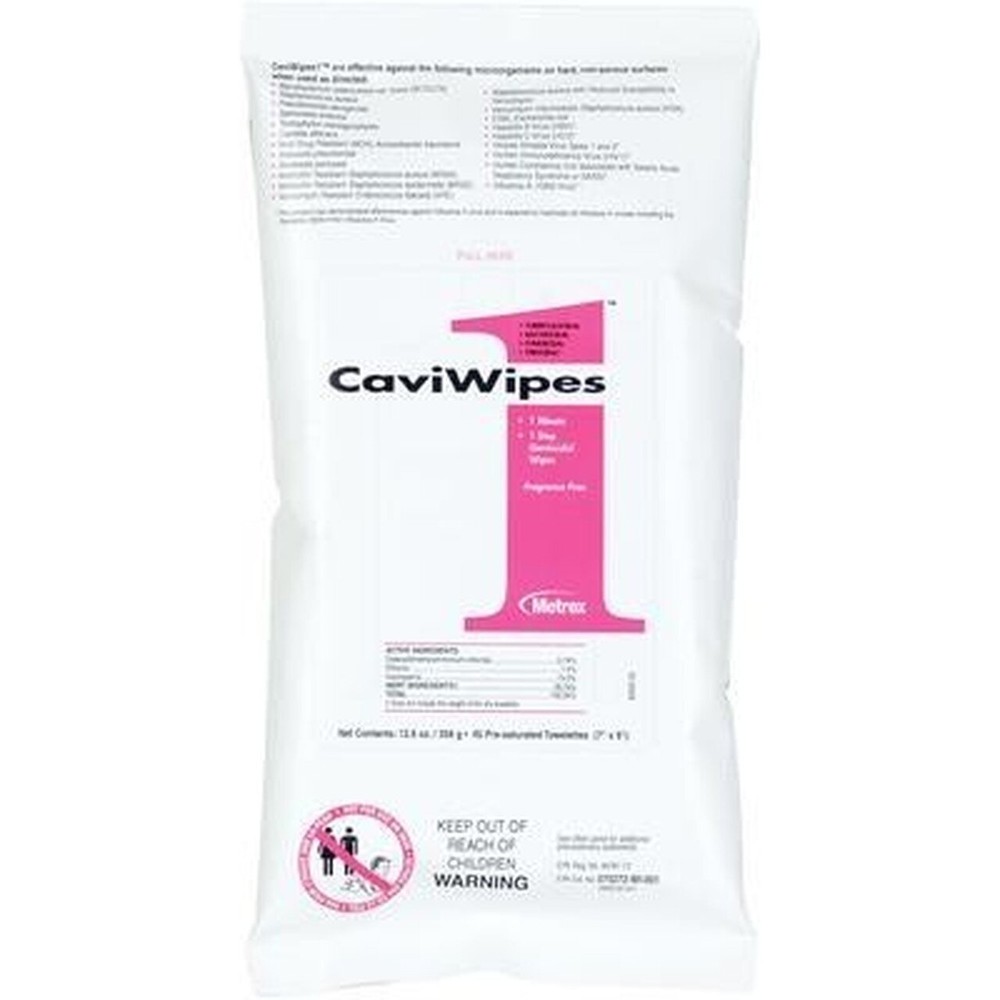Metrex 13-5224 CaviWipes1 Surface Disinfectant Wipes Flat Pack 7″ x 9″ 45Pk