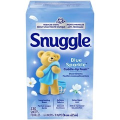 Snuggle Fabric Softener Dryer Sheets, Blue Sparkle 230 Count (Pack of 1)