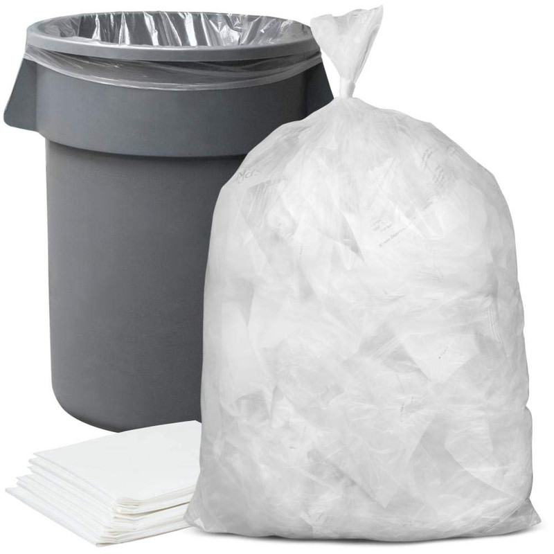 Plasticplace 56 Gallon Trash Bags – Clear High Density Garbage Bags – Heavy