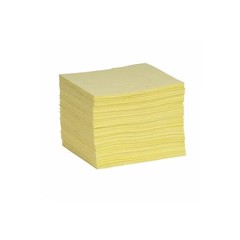 Spilltech Ypf1014h Sorbent Pad, 18 Gal, 10 In X 14 In, Harsh Chemicals, Yellow,