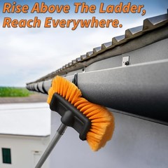 30FT House Cleaning Brush Set with 5-24FT Extension Pole, Window Squeegee,