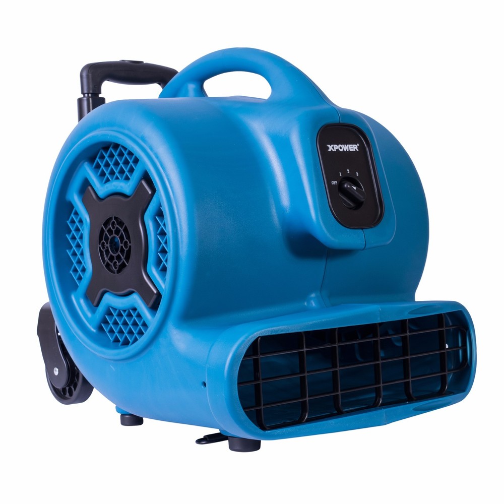 XPOWER P-830H 1 HP Commercial Air Mover Floor Dryer Fan w/ Handle & Wheels