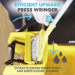 Side Press Wringer Combo Commercial Mop Bucket on Wheels, 35 Quart,Yellow, Inclu