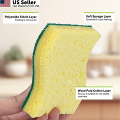 AIDEA Heavy-Duty Scrub Sponges, 6Count, Sponges for Non-Coated Light-green