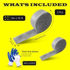 steel wool, 2 pack, 3 x 10FT each, gloves, mice control, gap fill SIMBASTEEL