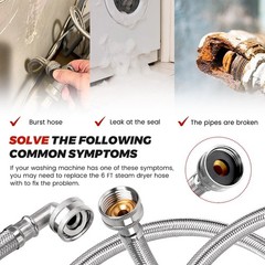 Upgraded 6Ft Steam Dryer Hose Kit by Puxyblue Includes 6Ft Braided Stainless …