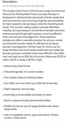 OPEN BOX – Commercial X-Large Rolling Canvas Bin Laundry Hamper on Wheels, Gray