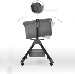 Baby Bassinet Bedside Sleeper, Adjustable Height, Grey Alloy Steel, Rectangular