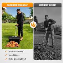 Heavy Duty 2.3HP Power Sweeper 52cc Handheld Gas Powered Broom Snow Dirt Walkway