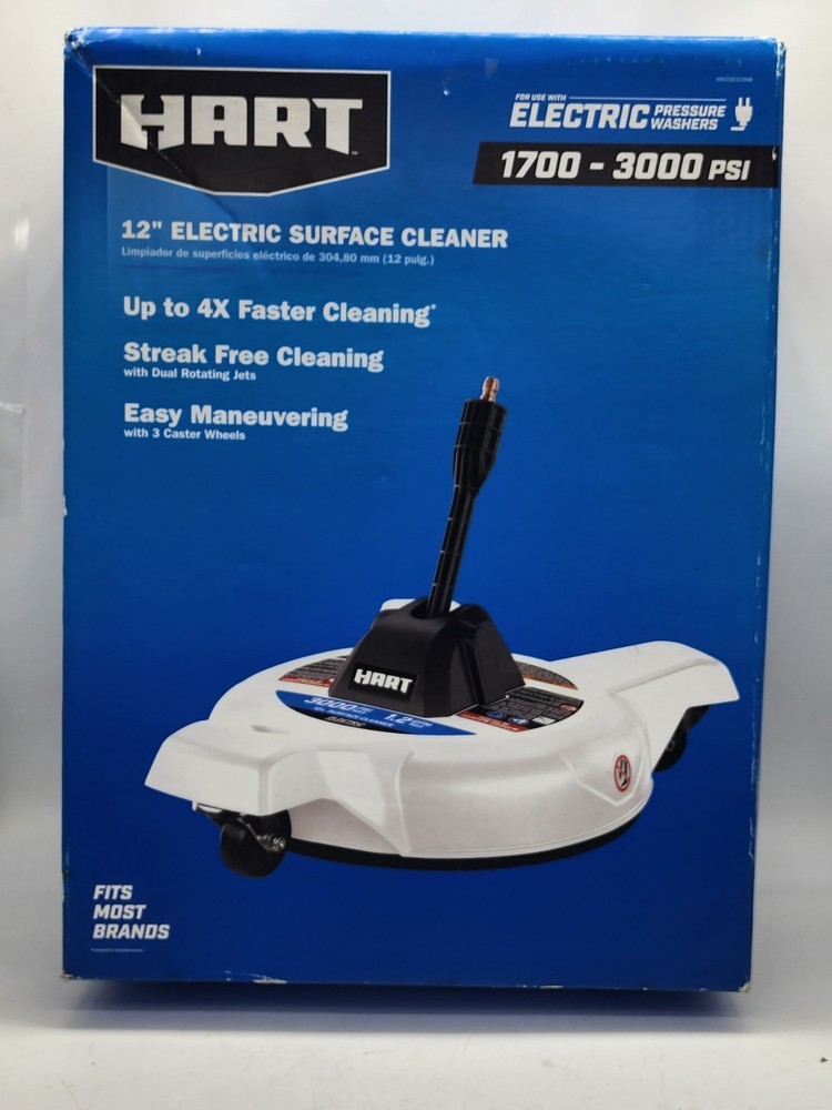 HART 12 in. 3000PSI Electric Pressure Washer Surface Cleaner with Casters – New