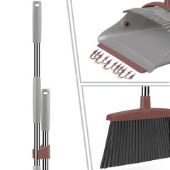 Ivandar Broom Dustpan Combo Set 50.6 Inch Long Handle Upright Standing Broom