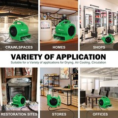 MOUNTO 1/4HP 1000CFM Air Mover Floor Blower Fan for Drying, Cooling, Circulation