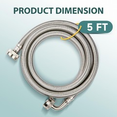 Niikappu Washing Machine Hoses 5ft, 1 Pack Braided Stainless Silver