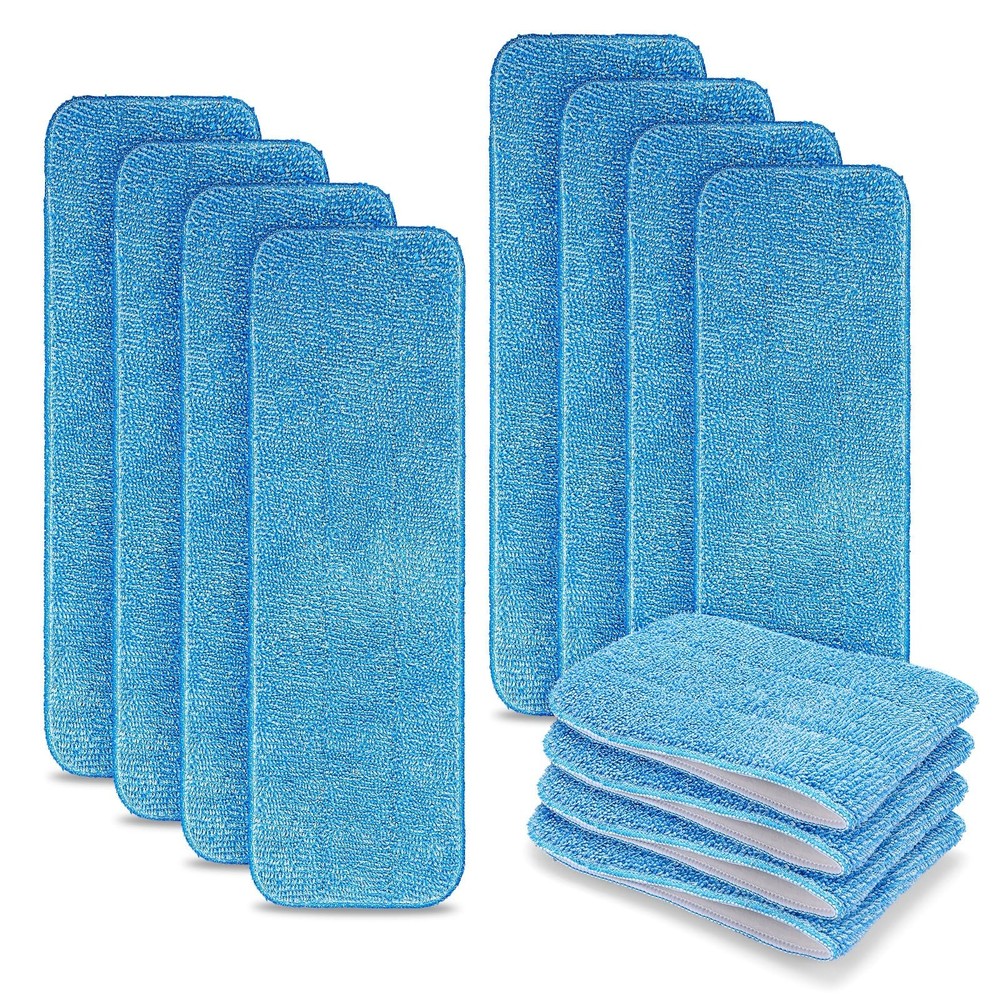 HOMEE Reusable Microfiber Mop Pads, 12 Pack 18″x 6″ Mop Head Replacement, Wet…