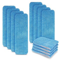 HOMEE Reusable Microfiber Mop Pads, 12 Pack 18″x 6″ Mop Head Replacement, Wet…
