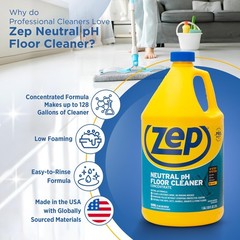 Zep Neutral PH Industrial Floor Cleaner – 1 128 Fl Oz (Pack of 1), Blue