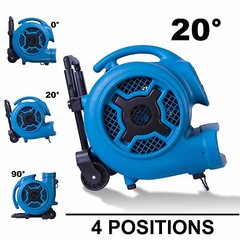 XPOWER P-830H 1 HP Commercial Air Mover Floor Dryer Fan w/ Handle & Wheels