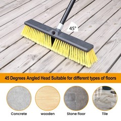 Kefanta 18 Inches Push Broom Outdoor- Heavy Duty Broom 63 Long Handle For Deck