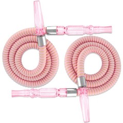2 Pack Hookah Hose Washable 39” Shisha Acrylic Handle Leather Pink