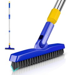 ITTAR Grout Brush with Long Adjustable Handle, Swivel Scrub Brush, Blue Head