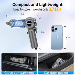 Brushless Handheld Car Vacuum （Equipped with a one-Touch Window Silver Gray