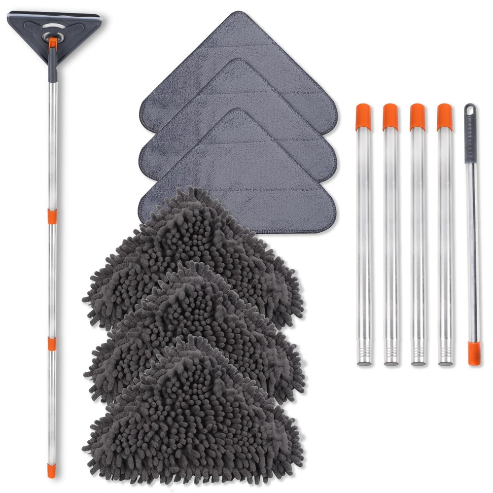 NWGOF Wall Cleaner Mop with 79 Inches Long Handle, 360° 78 inches, Gray