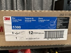 (5 PACK) 3M Cleaner Floor Pad 5300 12″ Diameter Blue, 08405 New In Box