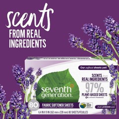 Seventh Generation Dryer Sheets Laundry Fabric 80 Count (Pack of 1), blue