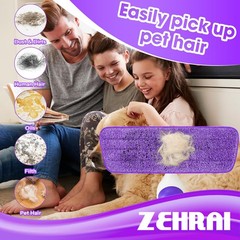 6 Pack Reusable Microfiber Mop Pads for Swiffer 10-12 inches, Purple 6