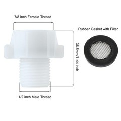 XINSENYUE 7/8” Female Pipe Adapter to 1/2” Male, 1/2″ 1.5 inch long, white