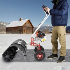 52cc 2 Stroke Gas Power Sweeper Broom Driveway Turf Grass Snow Cleaning Machine
