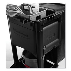 RCP 1861430 Plastic Executive Janitorial Cleaning Cart – Black New