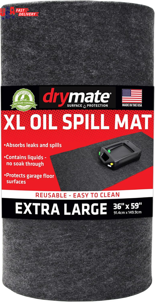 XL Oil Spill Mat (36″ X 59″), Premium Absorbent Oil Pad, Reusable, Washable, Dur