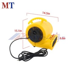 1/2HP 2500CFM Carpet Dryer 3-Speed Air Mover 15ft Cord Yellow US Standard