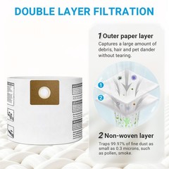 12 Pack 90667 Filter Bags for Shop-Vac 1-1.5 Gallon Wet/Dry Vacuum