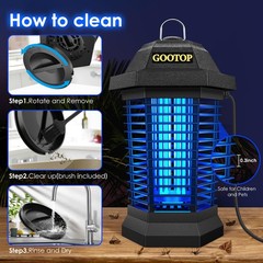 GOOTOP Bug Zapper Outdoor, Mosquito Zapper, 4200V 3 Prong Plug Large, BLACK