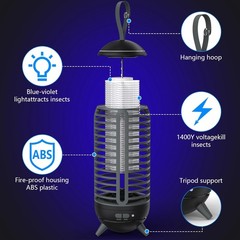 Cordless Rechargeable Bug Zapper Black, 2-in-1 2500mAh Wireless Mosquito