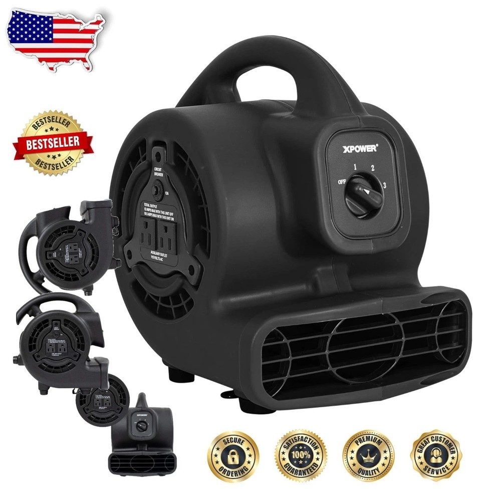 Portable 138W Air Mover Fan 600 CFM Stackable Water Damage Restoration